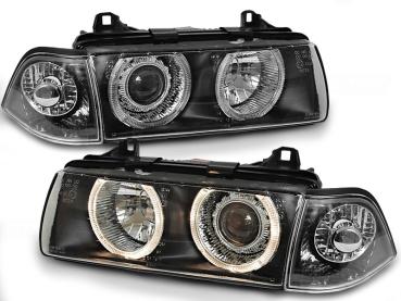Angel Eyes Scheinwerfer für BMW 3er E36 Coupe/Cabrio 90-99 schwarz